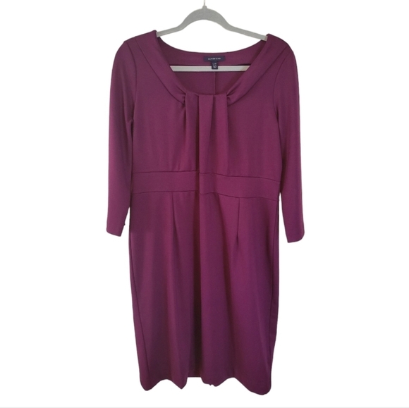 Lands End Purple Pleated Ponte Knit Sheath Dress Size Large - Picture 1 of 4